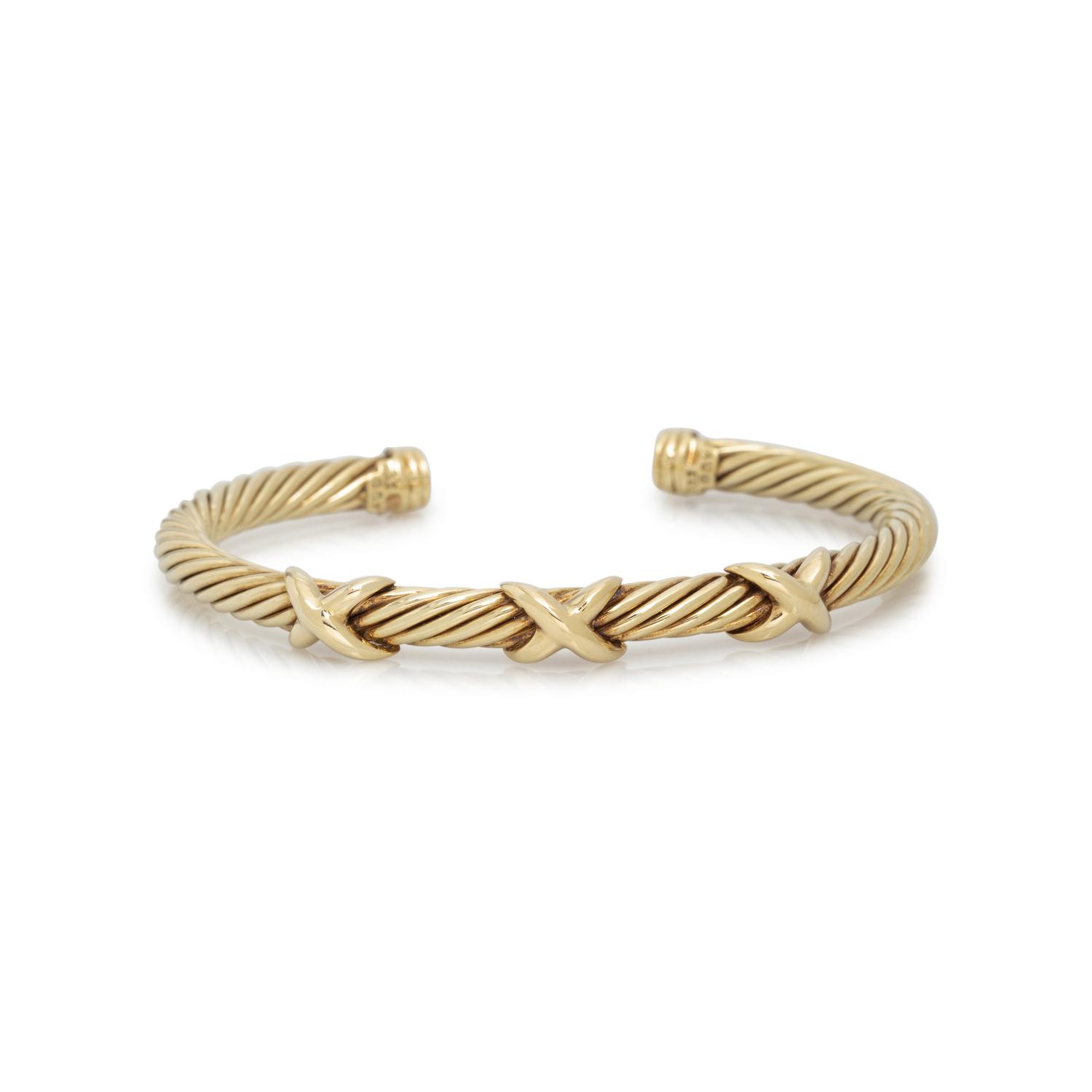 DAVID YURMAN, YELLOW GOLD CABLE CUFF BRACELET