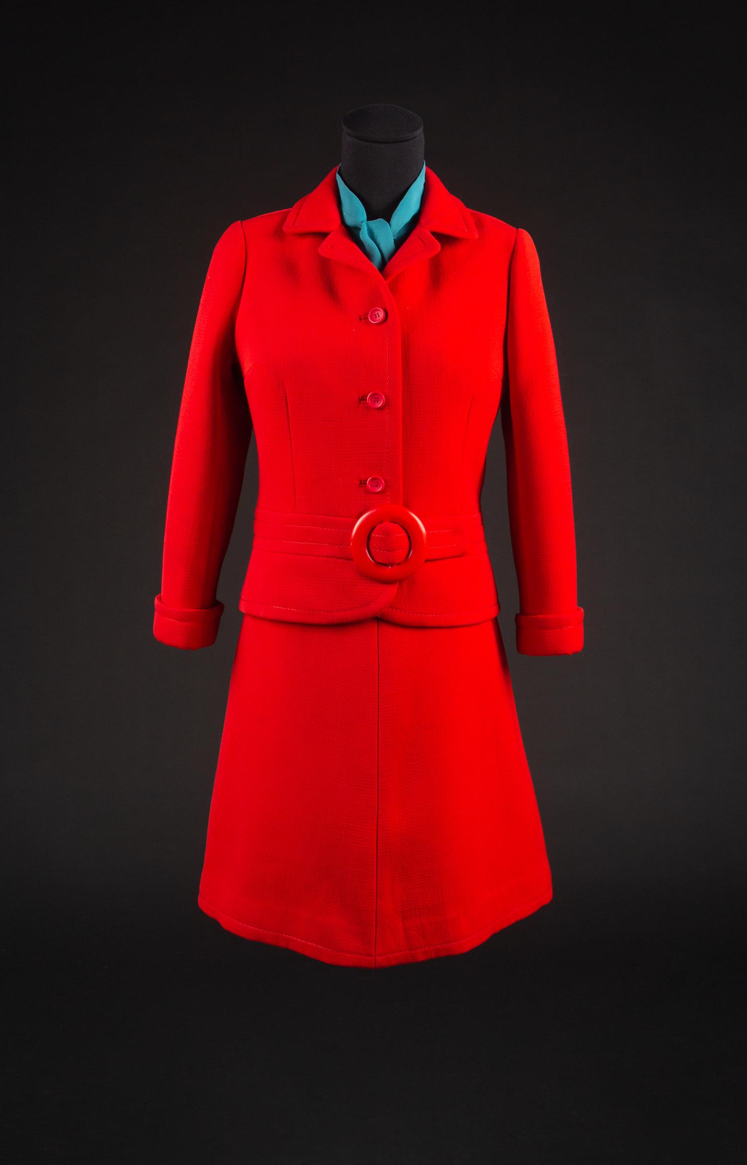 Christian Dior by Marc Bohan Haute Couture Ensemble, Autumn-Winter 1967 — Worn by Olivia de Havilland when she arrived in Atlanta in October 1967 for the Premiere of the Wide Screen Presentation of Gone With the Wind.