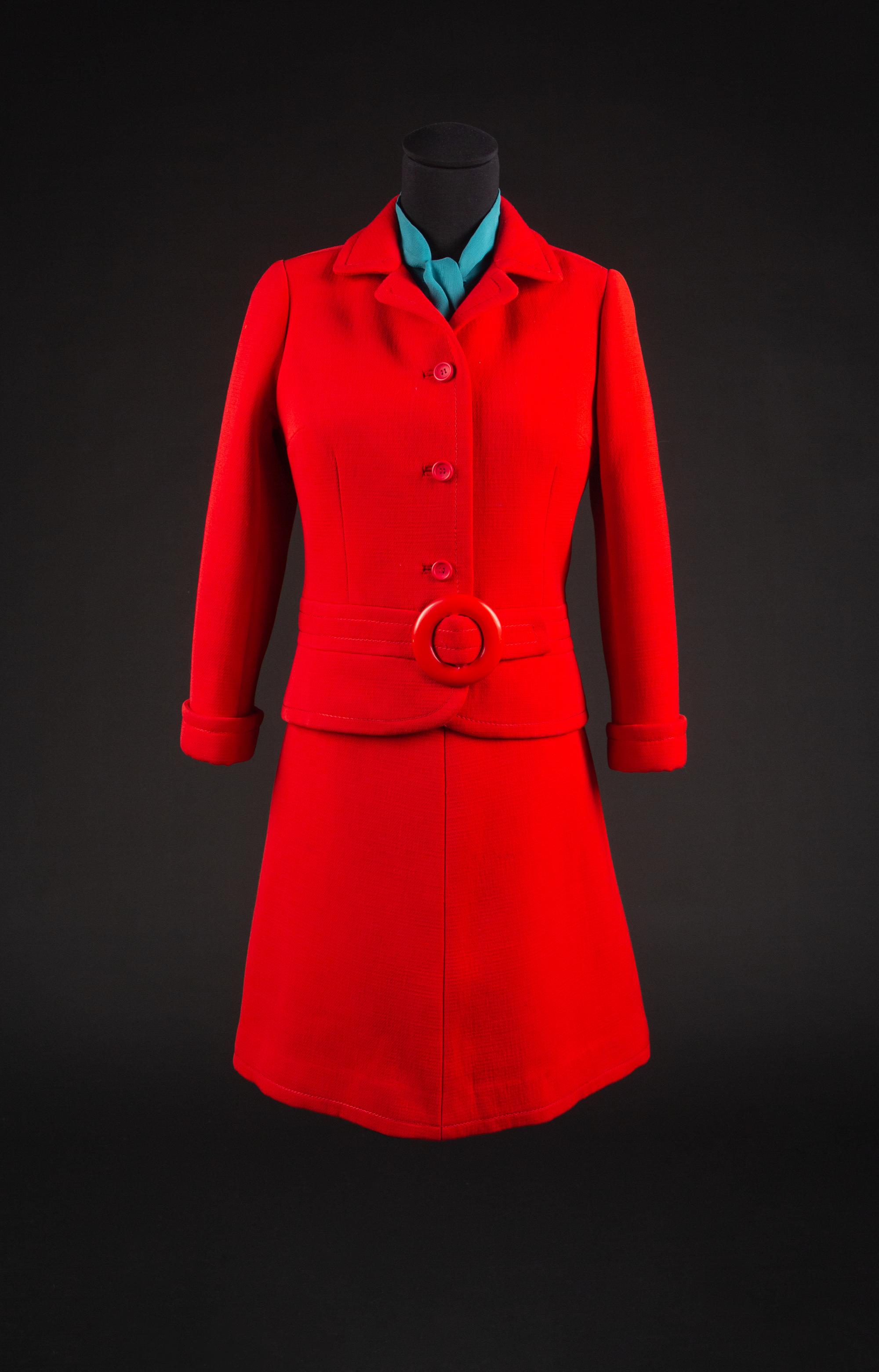 Christian Dior by Marc Bohan Haute Couture Ensemble, Autumn-Winter 1967 — Worn by Olivia de Havilland when she arrived in Atlanta in October 1967 for the Premiere of the Wide Screen Presentation of Gone With the Wind.