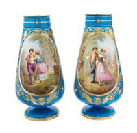 A Pair of Sevres Style Porcelain Vases Height 16 1/2 inches. — 20TH CENTURY