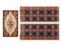 Two Coverlets and a Hooked Rug