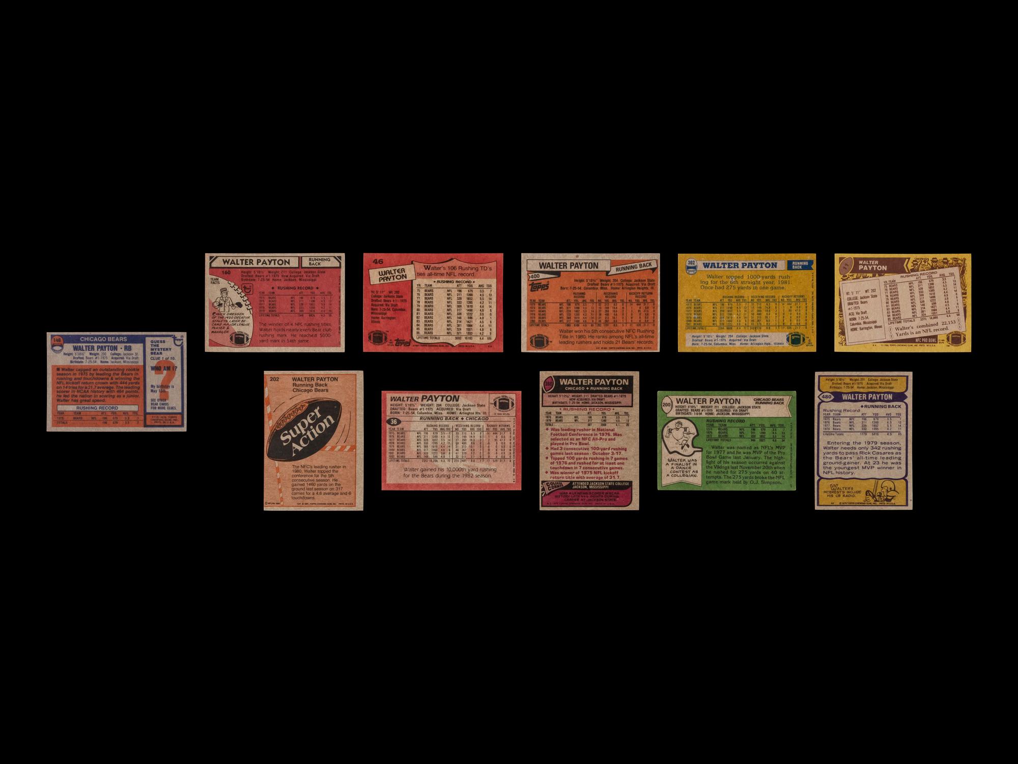 A Collection of 1970s-80s Topps Walter Payton Football Cards Including 1976 Rookie Card No. 148