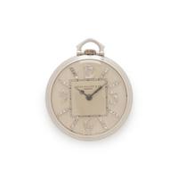 PATEK PHILIPPE, PLATINUM AND DIAMOND OPEN FACE POCKET WATCH