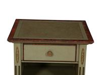 A Pair of Green Painted Pedestal Side Tables