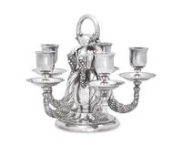 A Georg Jensen Silver Five-Light Candelabrum