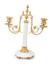 A French Gilt Bronze and White Marble Clock Garniture — 20TH CENTURY