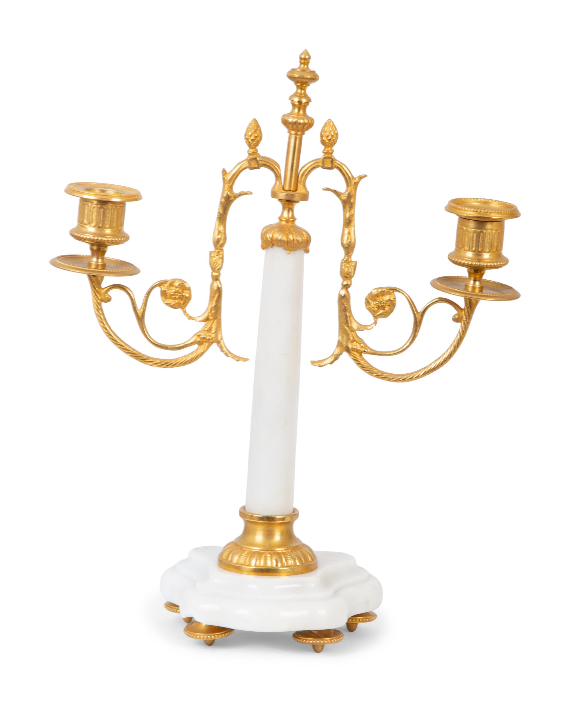 A French Gilt Bronze and White Marble Clock Garniture — 20TH CENTURY