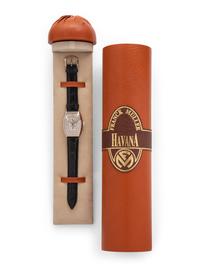 FRANCK MULLER, 18K WHITE GOLD TRIPLE-TIME 'CINTRÉE CURVEX MASTER BANKER HAVANA' WATCH