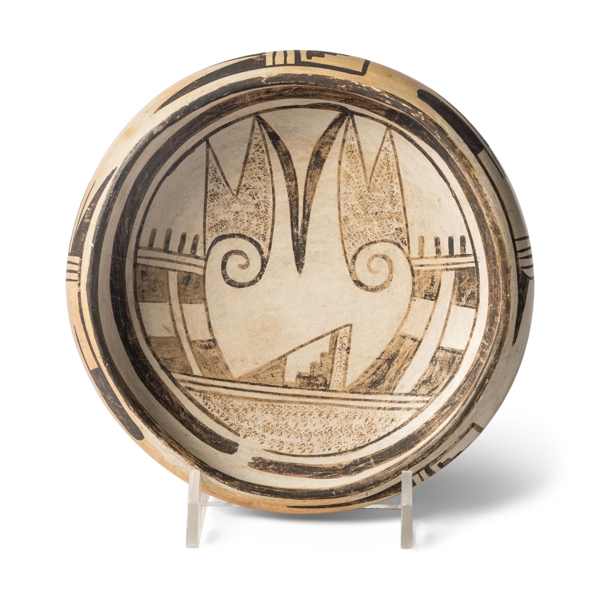 Hopi Pottery Bowl, with Hopi Villages sticker