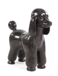 American, c.2000, a carved stone poodle