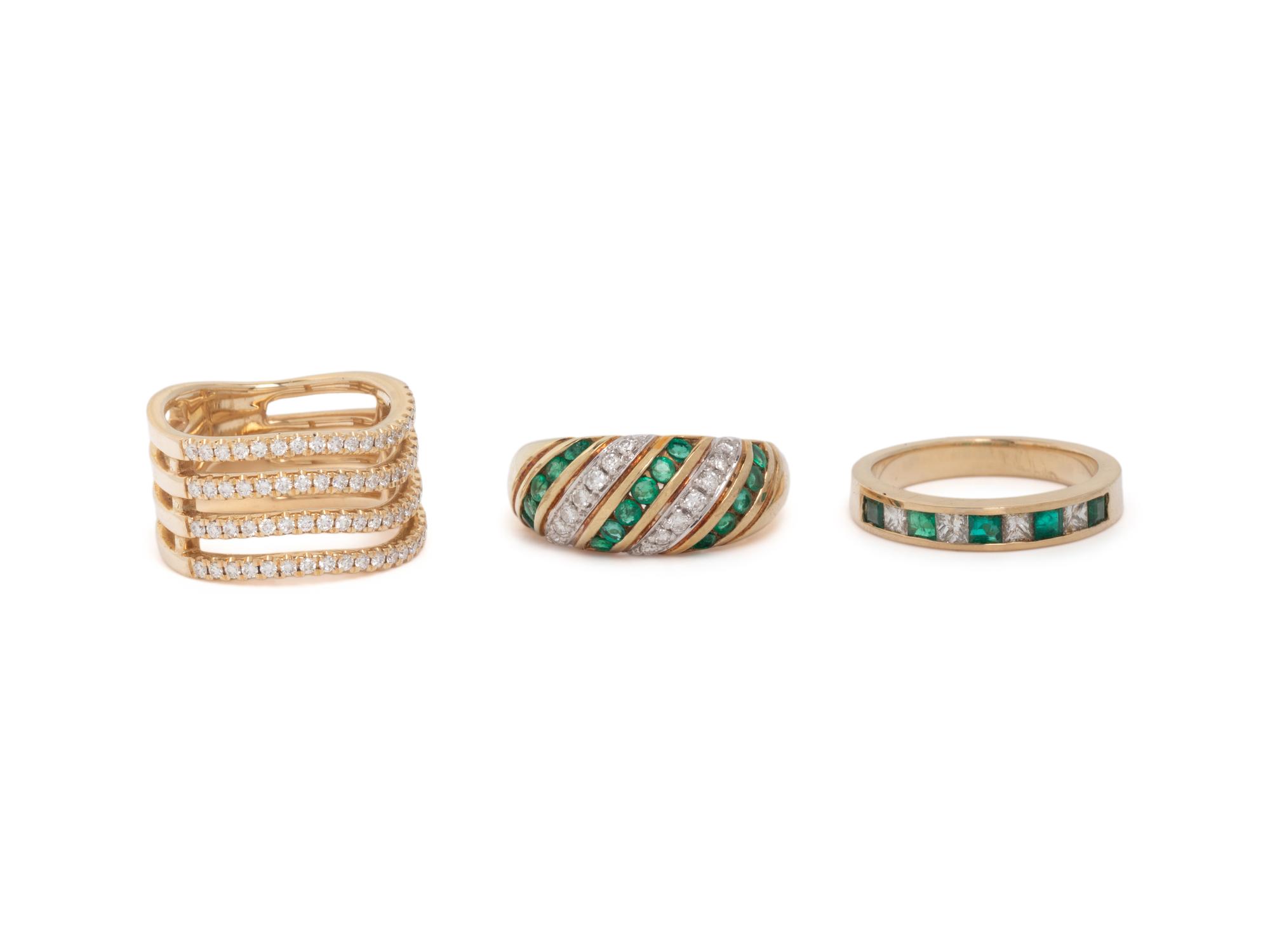 COLLECTION OF YELLOW GOLD AND GEMSTONE RINGS