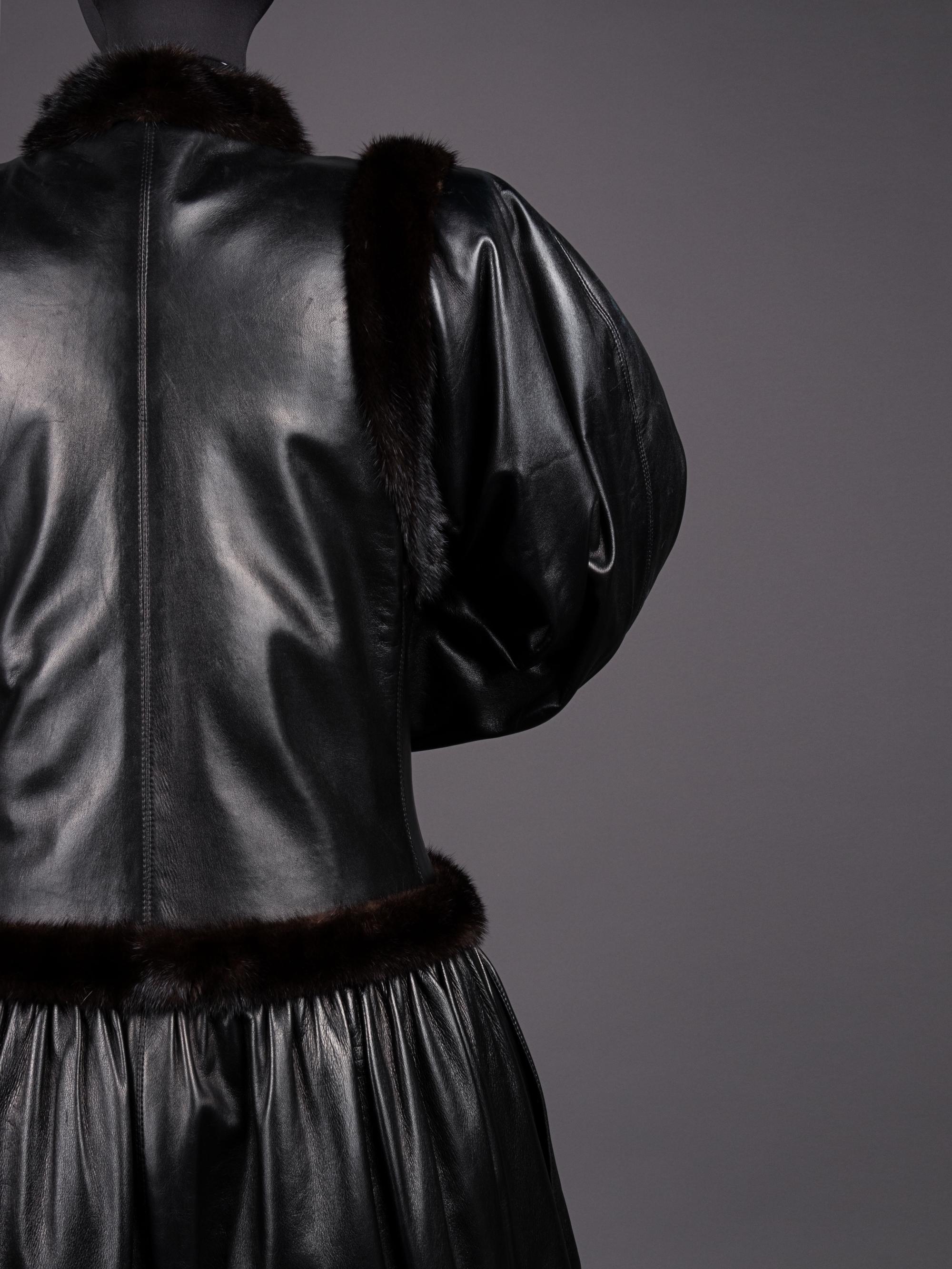 Yves Saint Laurent Haute Couture Leather Coat with Fur Trim, Fall 1976