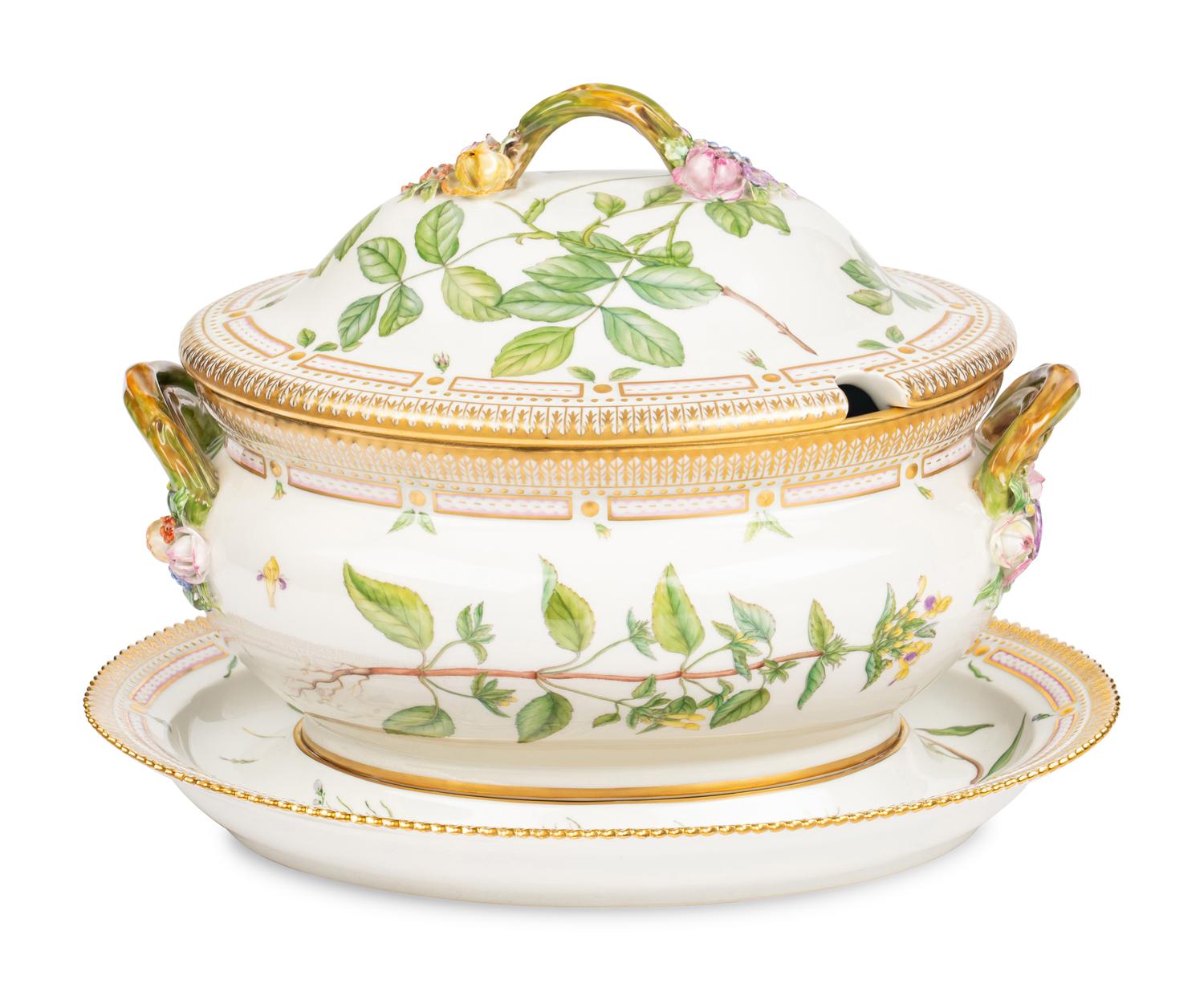 A Royal Copenhagen Flora Danica Porcelain Tureen and Stand