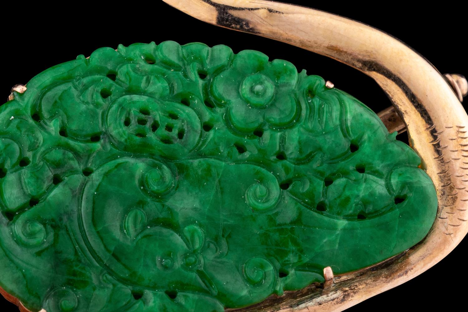 A Chinese Jadeite 'Swan' Brooch