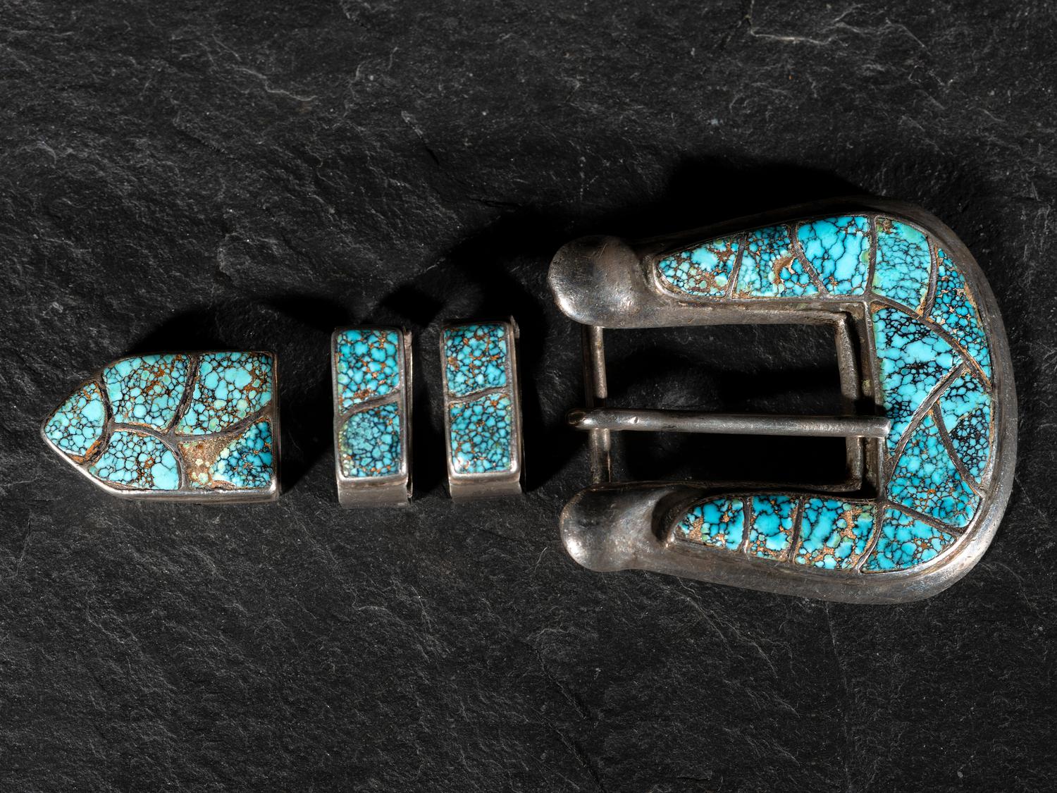 Zuni Silver and #8 Turquoise Ranger Set