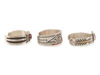 Navajo Sterling Silver and Coral Cuff Bracelets
