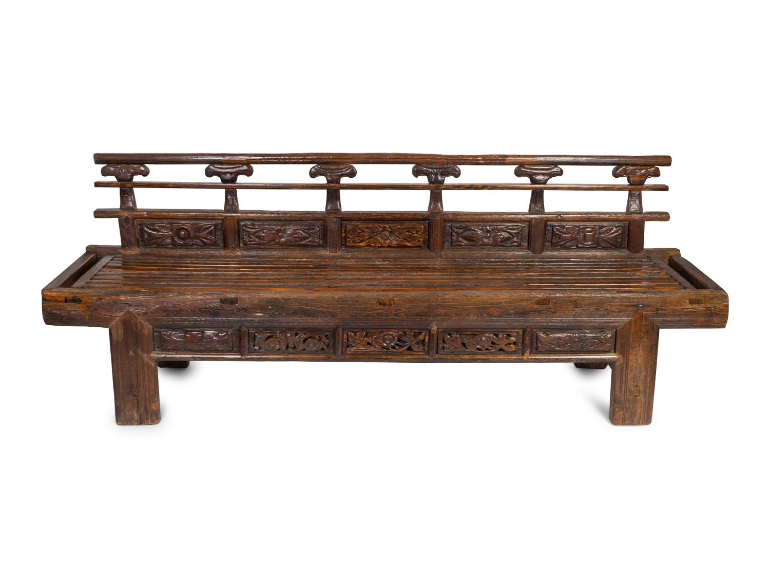 A South Asian Carved Wood Bench