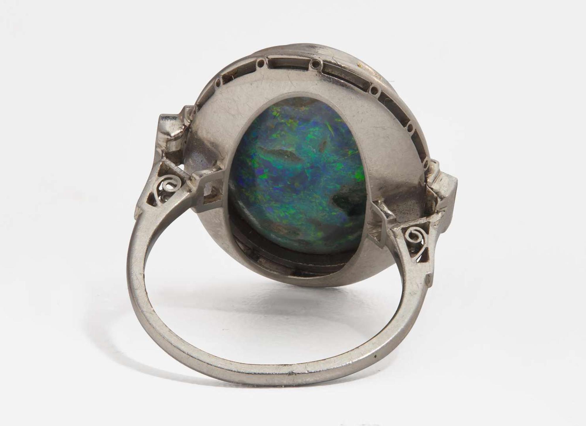 A Platinum and Opal Ring