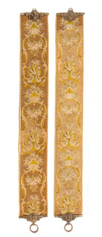 A Pair of Victorian Needlepoint Bell Pulls Width 6 3/4 inches.