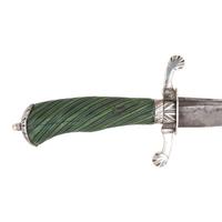 18th Century Silver Mounted Cuttoe with Green Dyed Spiral Grip