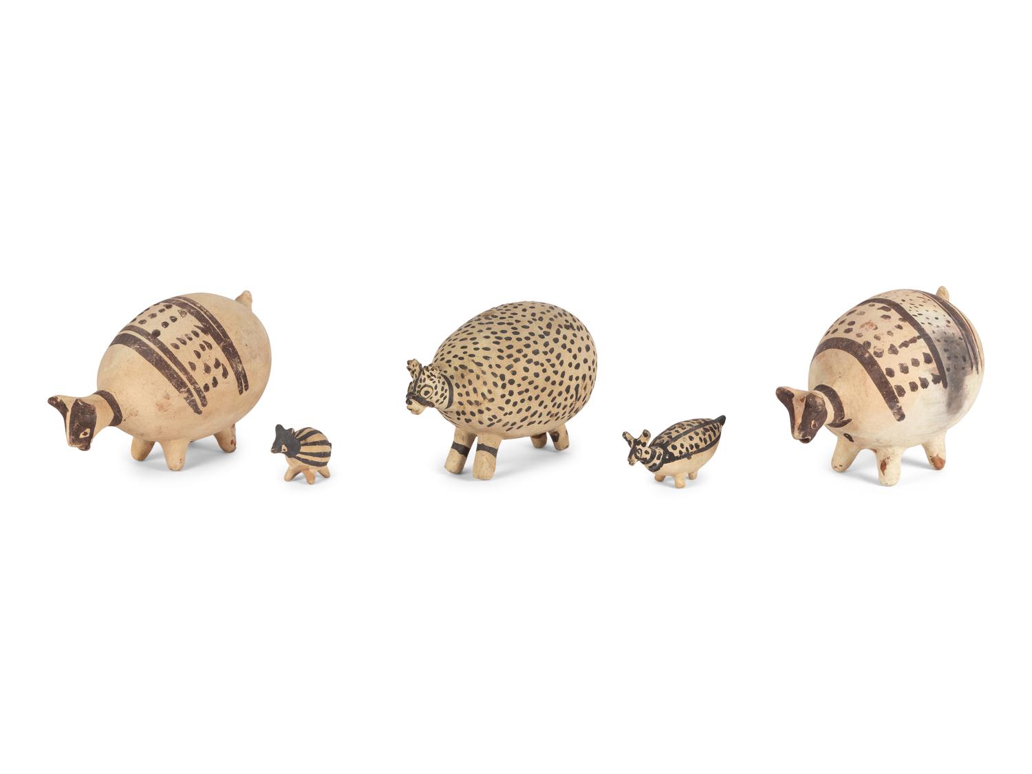 Five Chinese Slip-Glazed Earthenware Animals