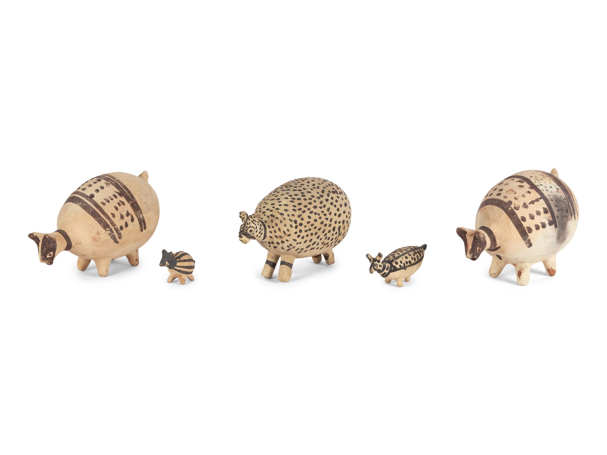 Five Chinese Slip-Glazed Earthenware Animals