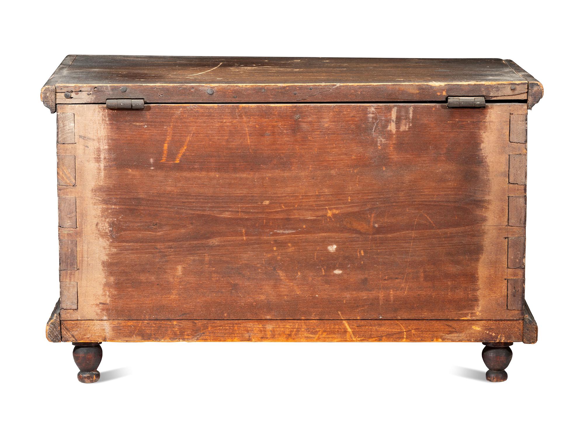 A Diminutive Country Stained Poplar Blanket Chest