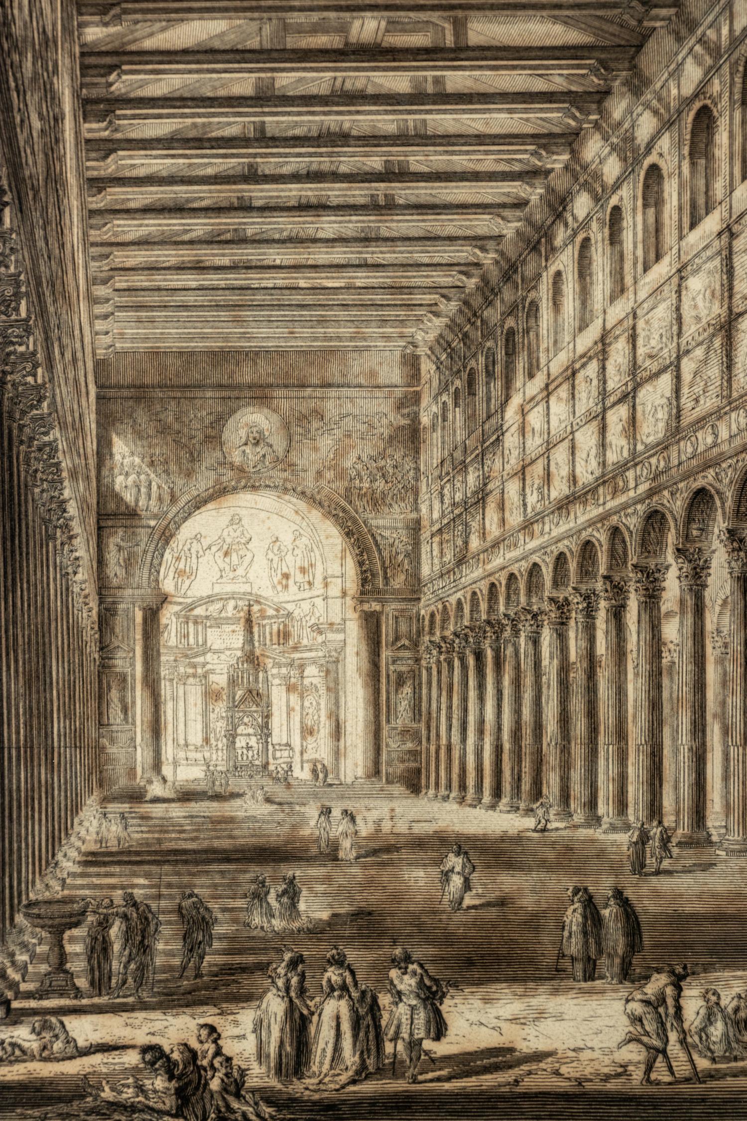 Two Plates from Le Vedute di Roma ( Spaccato interno della Basilica di S. Paolo fuori delle Mura and Dieta...Villa Adriana )