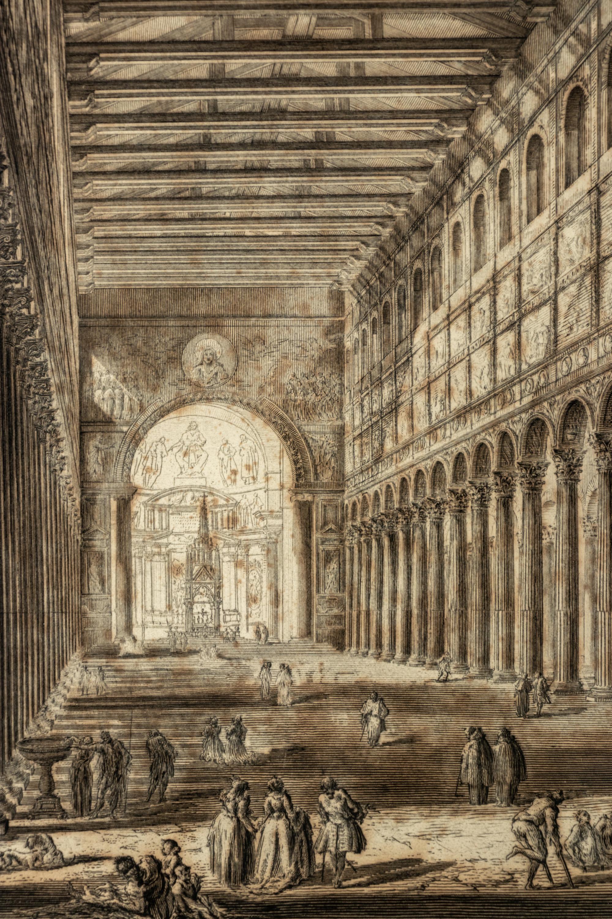 Two Plates from Le Vedute di Roma ( Spaccato interno della Basilica di S. Paolo fuori delle Mura and Dieta...Villa Adriana )