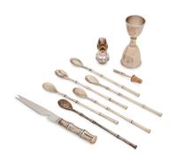 A Group of Nine Tiffany & Co. Silver Bamboo Pattern Bar Articles