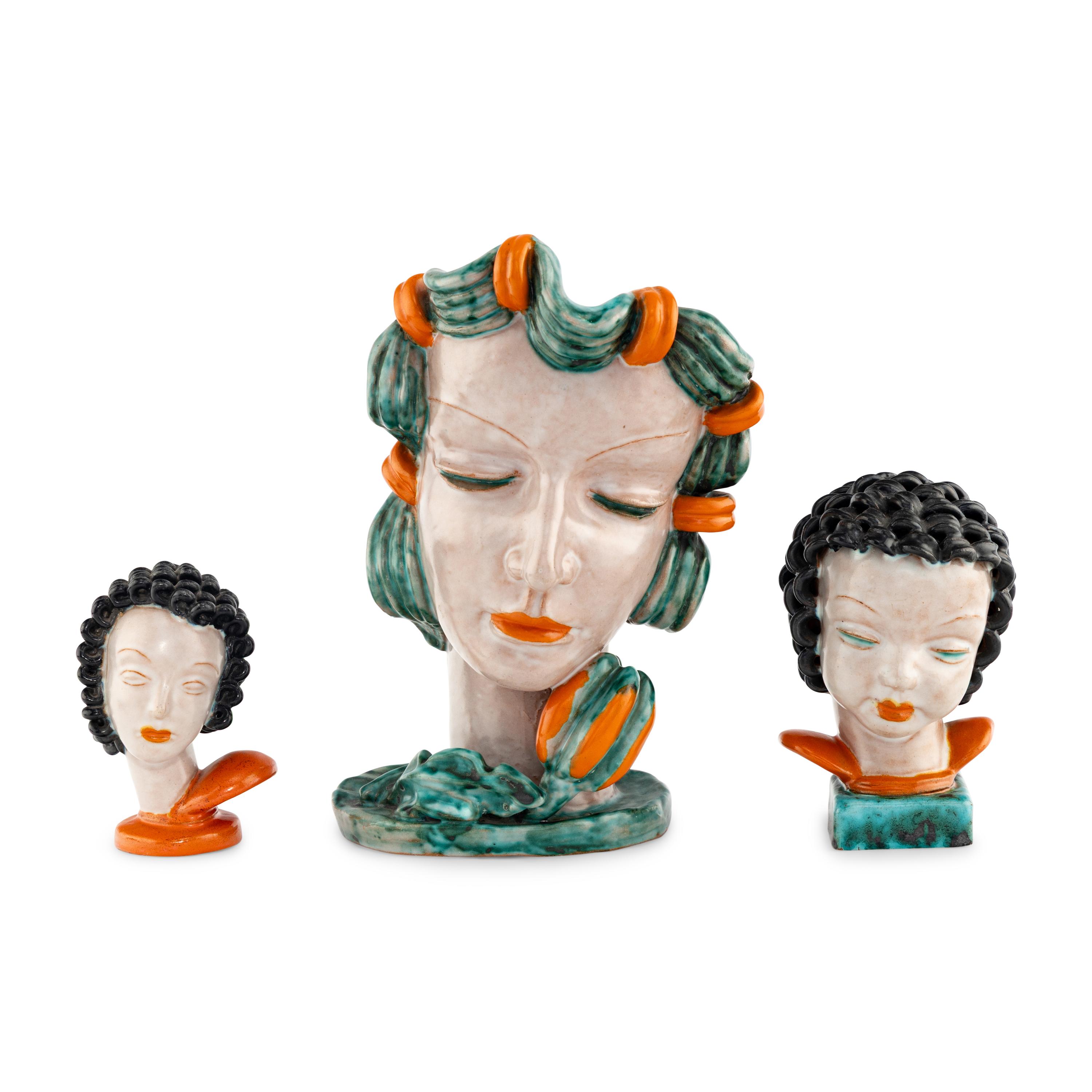 Friedrich Goldscheider Austria, Early 20th — Large Vase and Two Busts, c. 1935