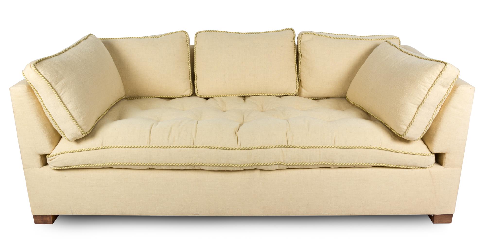 A Contemporary Upholstered Sofa Length 82 1/2 inches.