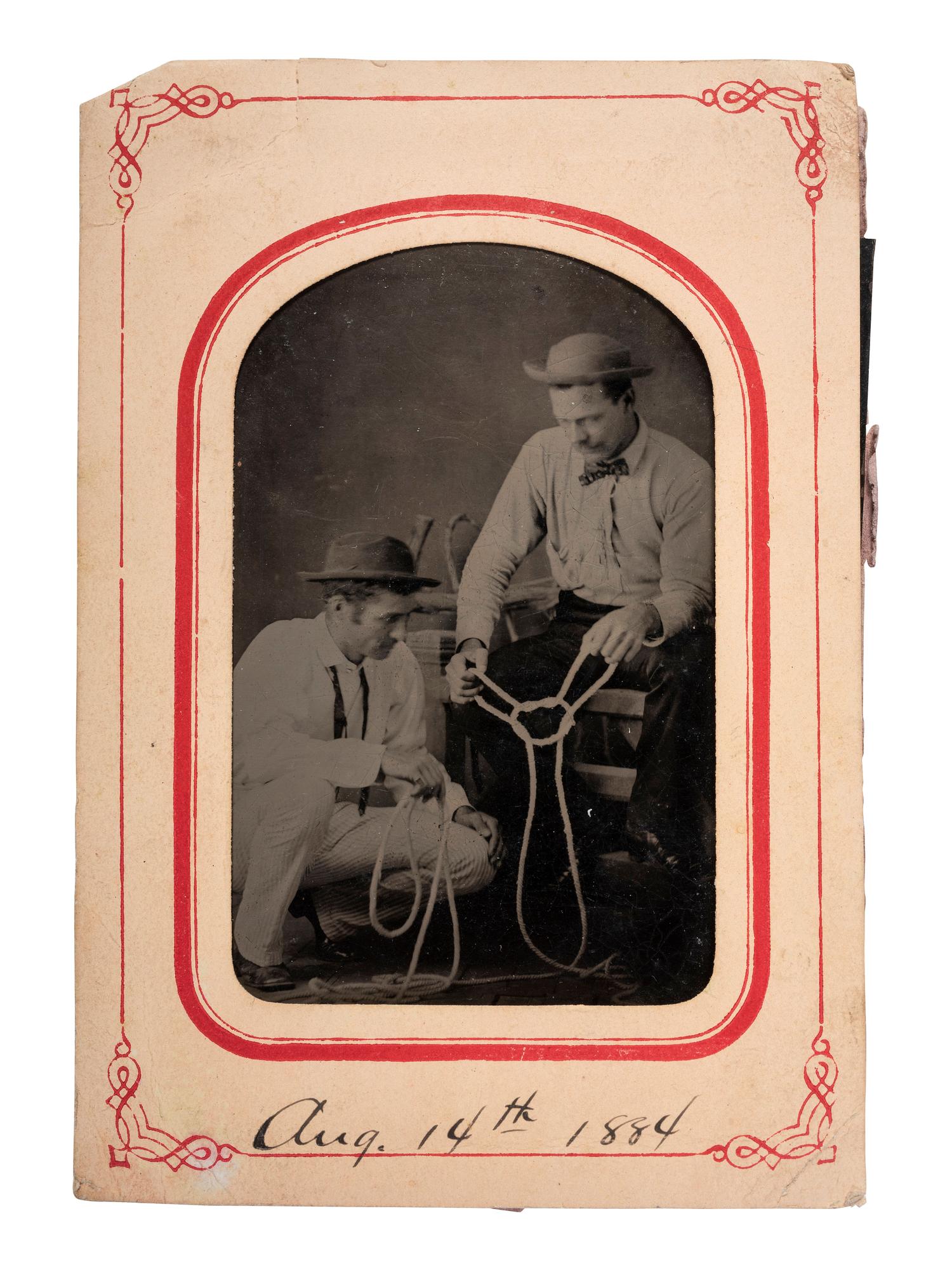 [EARLY PHOTOGRAPHY - TINTYPE]. A pair of tintypes featuring subjects in western dress, comprising: