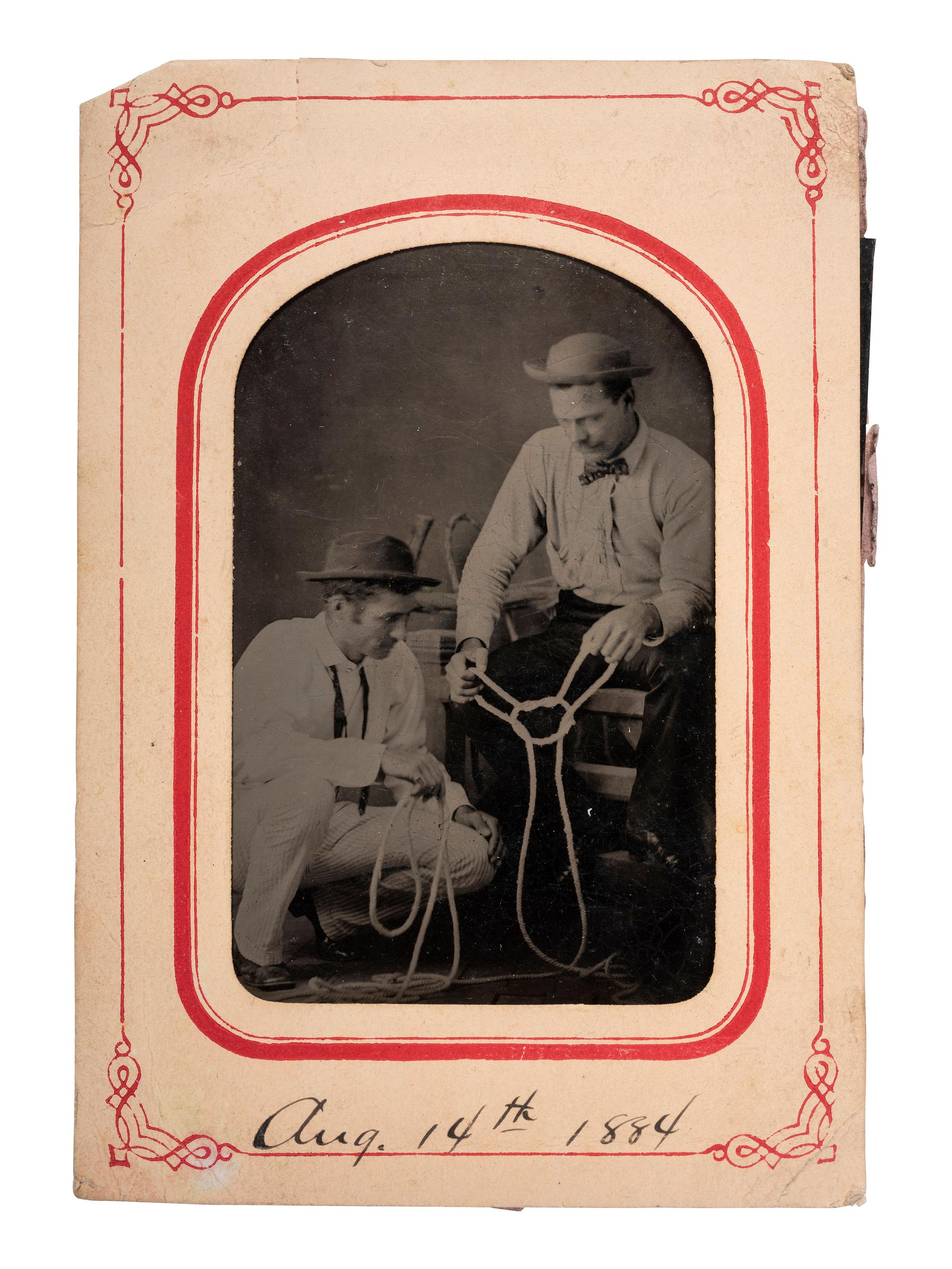 [EARLY PHOTOGRAPHY - TINTYPE]. A pair of tintypes featuring subjects in western dress, comprising: