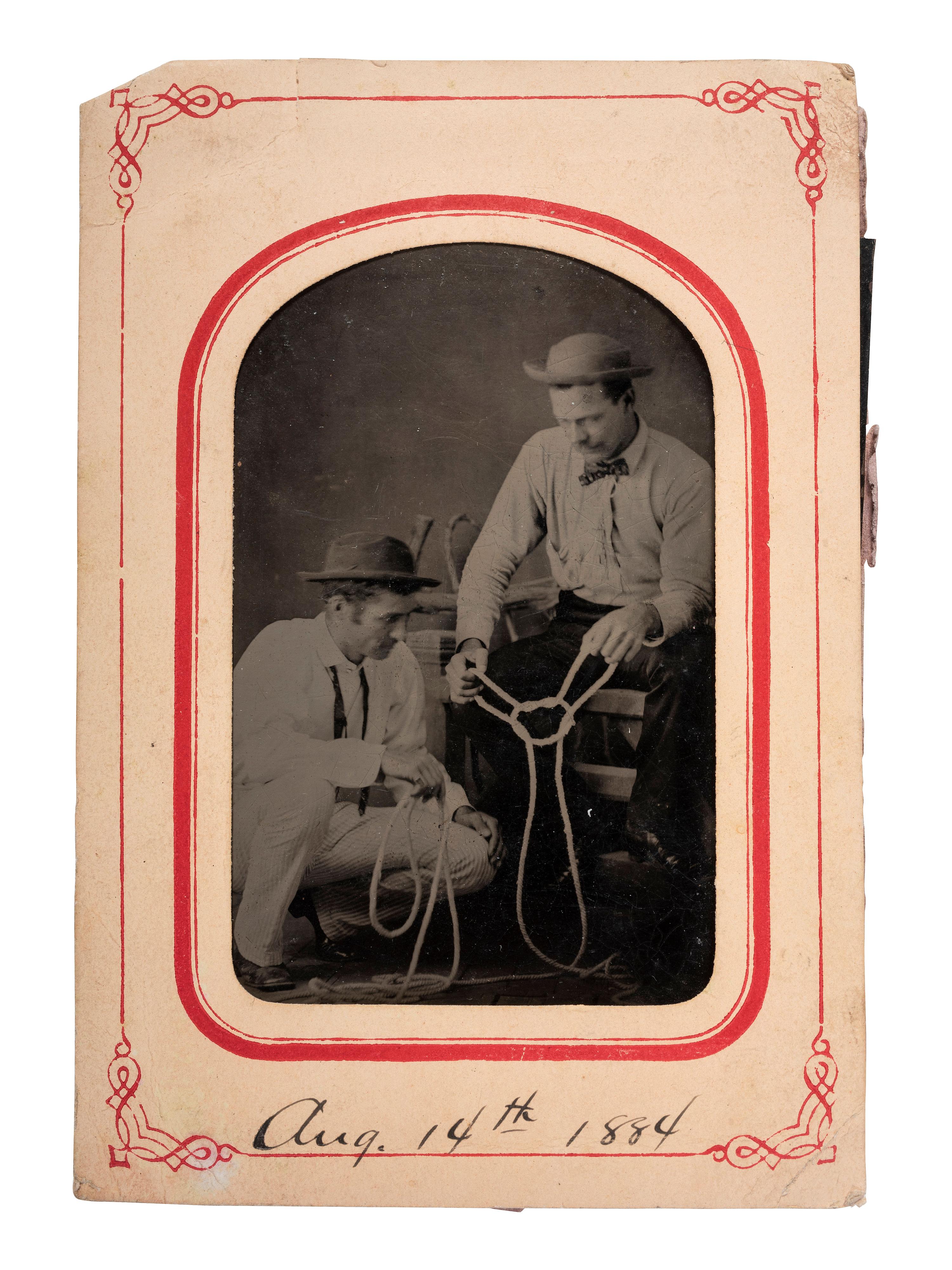 [EARLY PHOTOGRAPHY - TINTYPE]. A pair of tintypes featuring subjects in western dress, comprising: