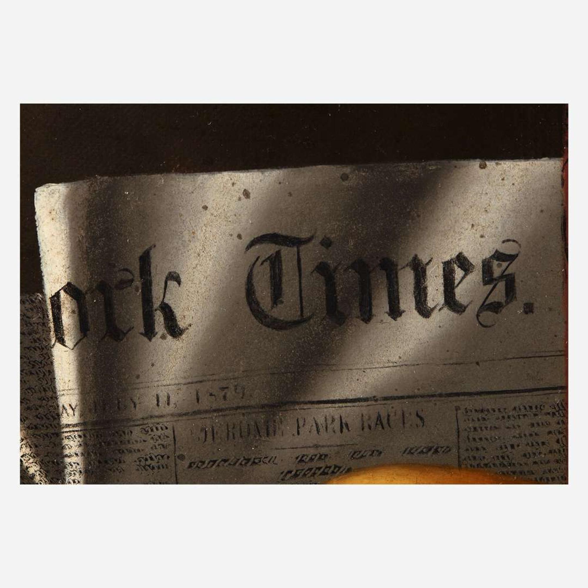 William Michael Harnett (American, 1848–1892) Still Life with New York Times, Tobacco Jar, Pipe and Matches