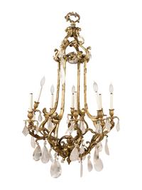 A French Gilt Bronze and Rock Crystal Eight-Light Chandelier