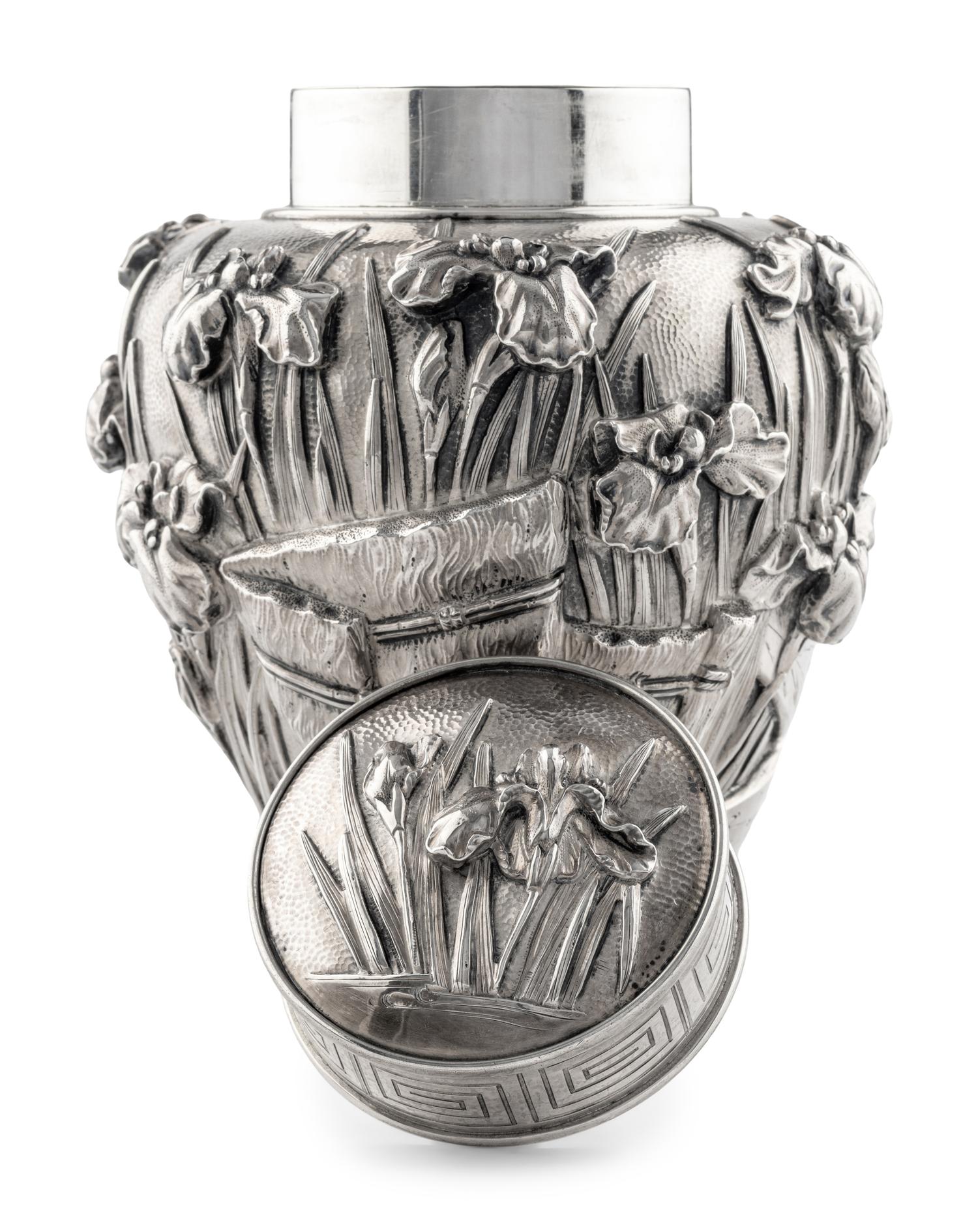 A Japanese Export Silver Tea Caddy