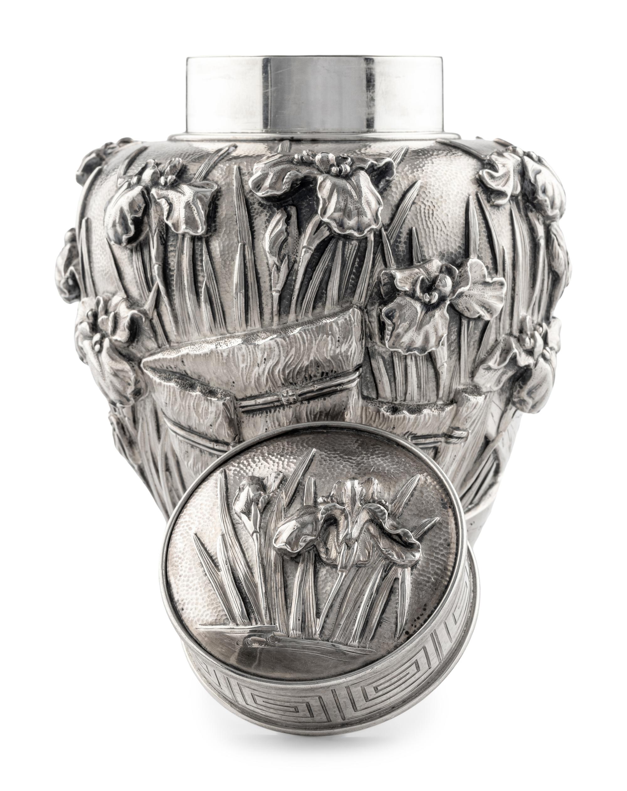 A Japanese Export Silver Tea Caddy