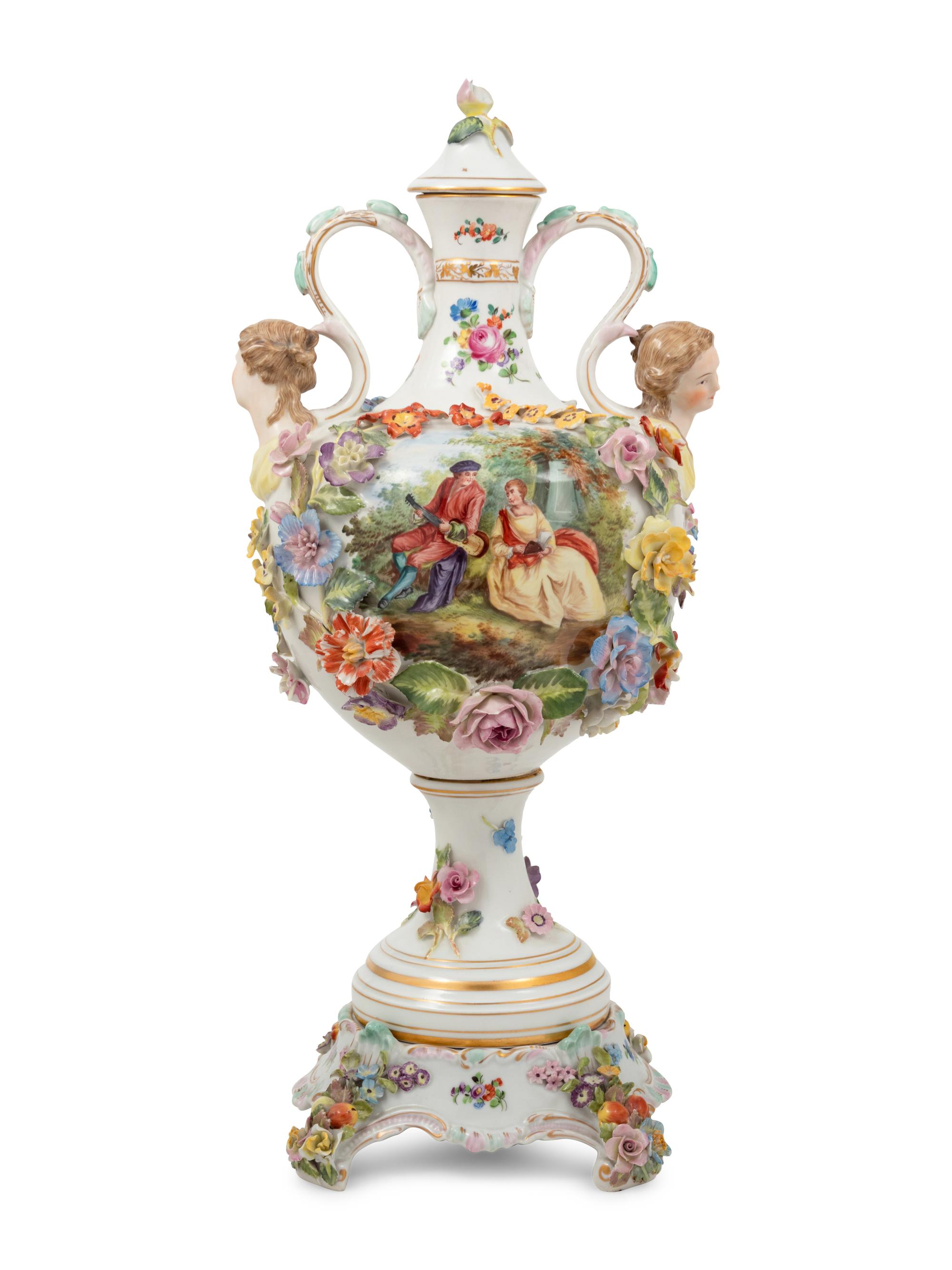 A Dresden Porcelain Urn