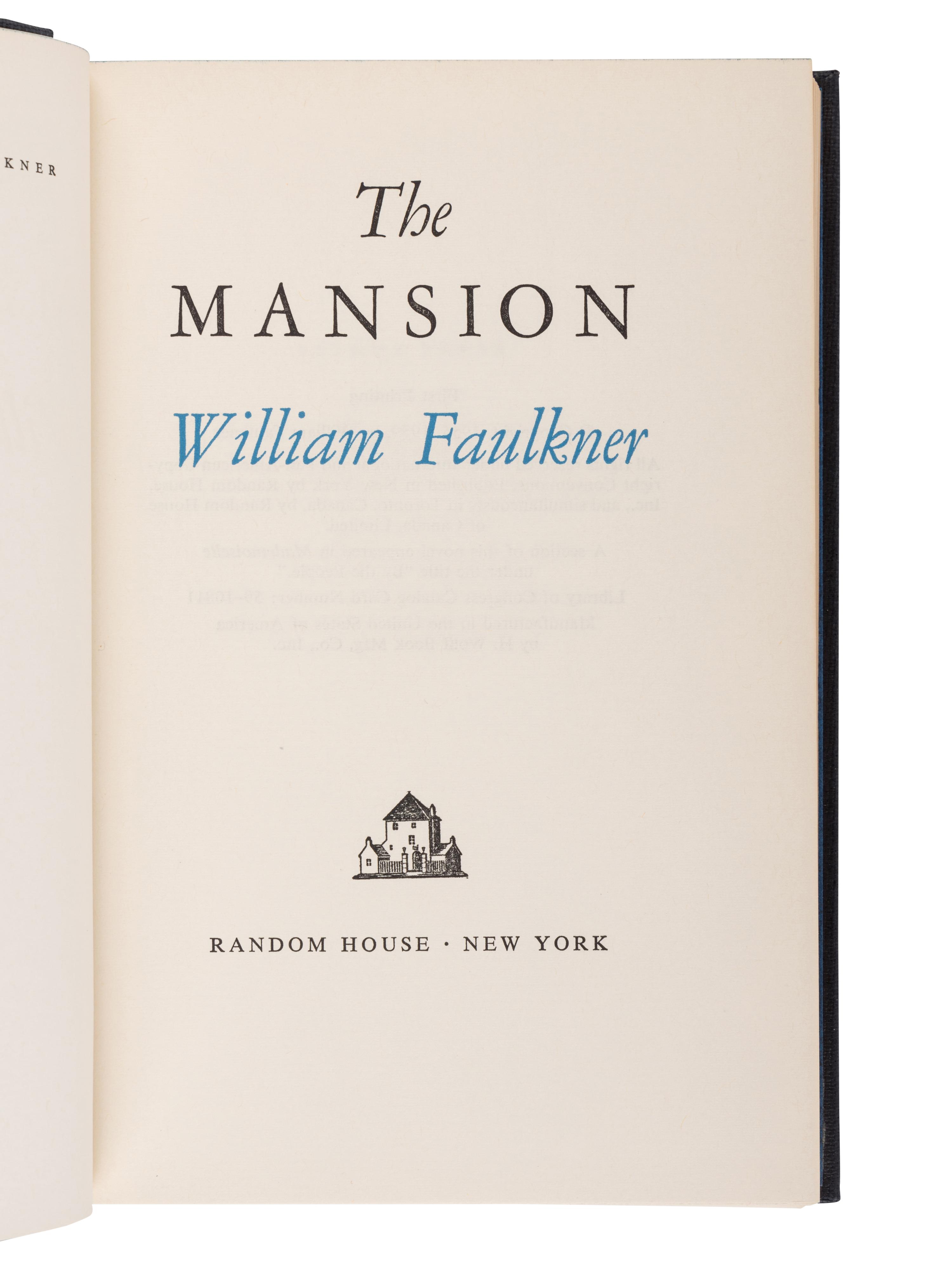 FAULKNER, William (1899-1962). The Mansion . New York: Random House, 1959.
