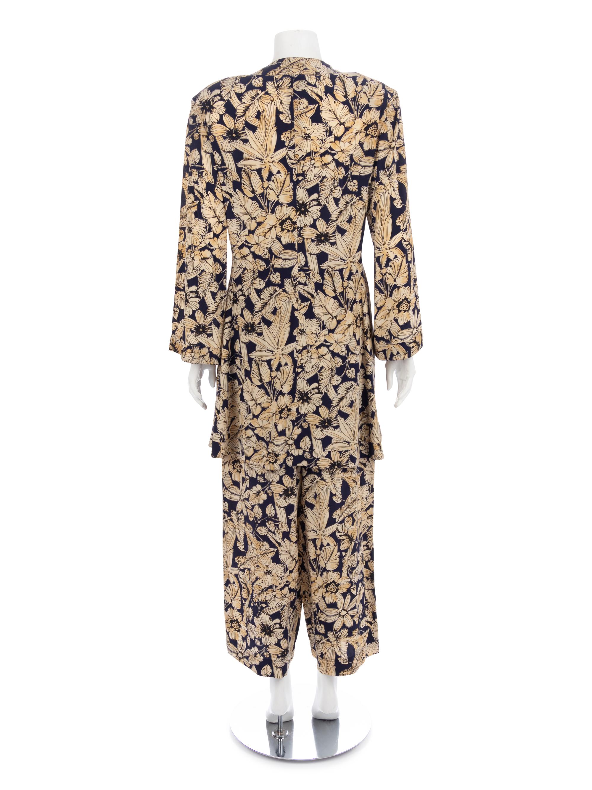 Four Jean Muir Floral Pant Ensembles, 1980-90s