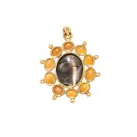 CAT'S EYE QUARTZ AND FIRE OPAL PENDANT