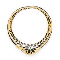 Onyx, Diamond, and Yellow Gold Collar Necklace