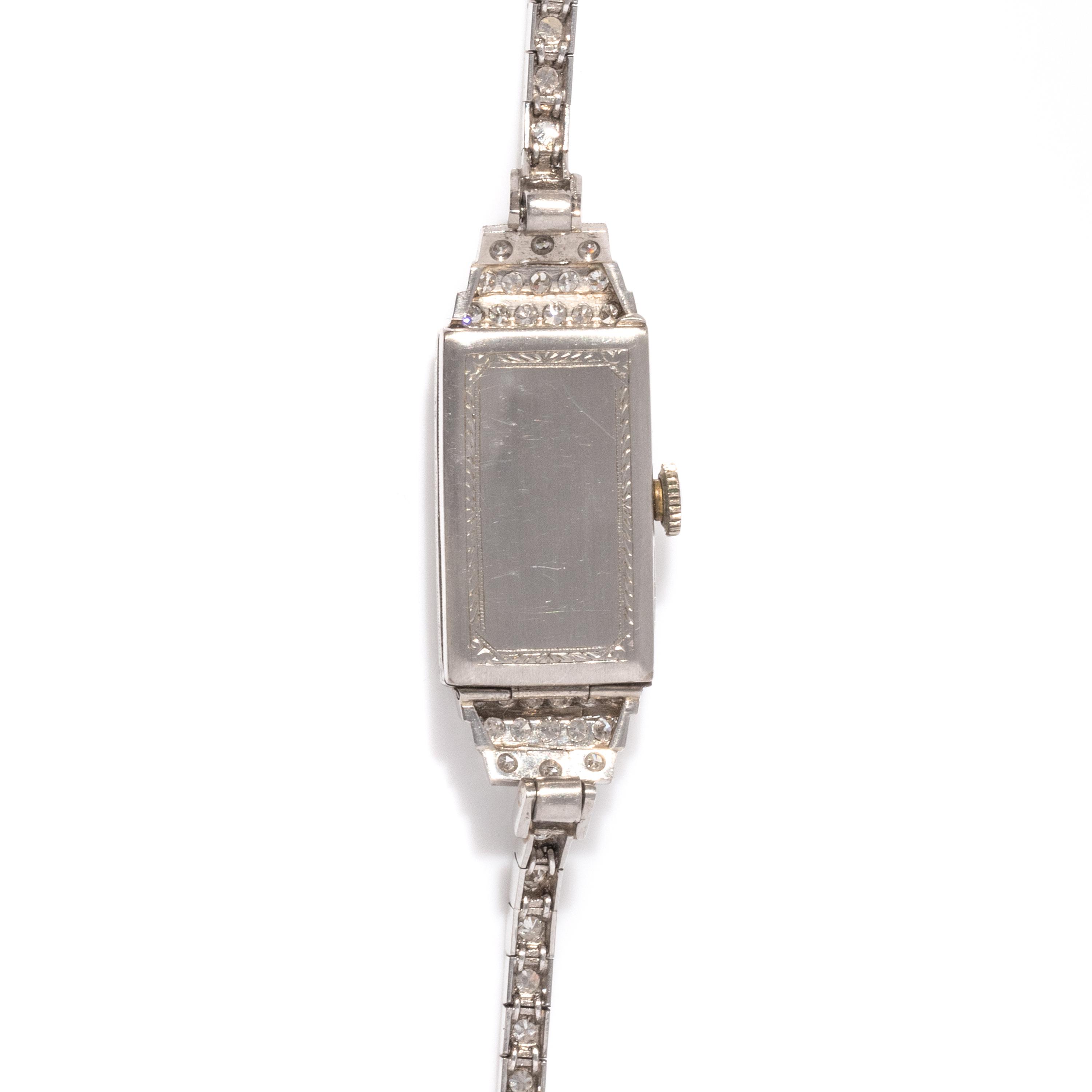 GLYCINE, PLATINUM AND DIAMOND WATCH