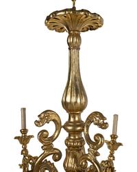 A Louis XV Style Giltwood Six-Light Chandelier