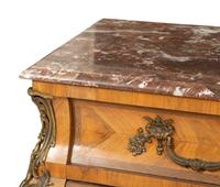 A Louis XV Style Gilt Bronze Mounted Marble-Top Bombe Commode