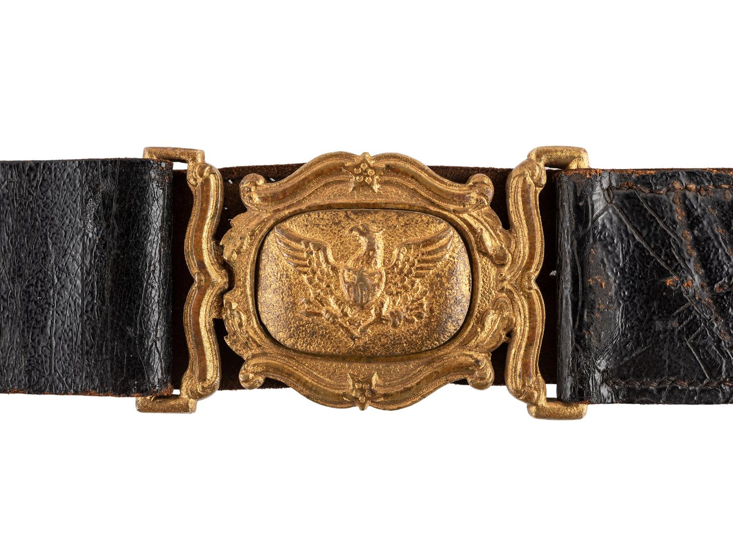 [CIVIL WAR]. Pre-war militia belt equipped with tongue and wreath eagle plate. Ca 1845-1860.