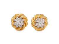 YELLOW GOLD AND DIAMOND EARCLIPS