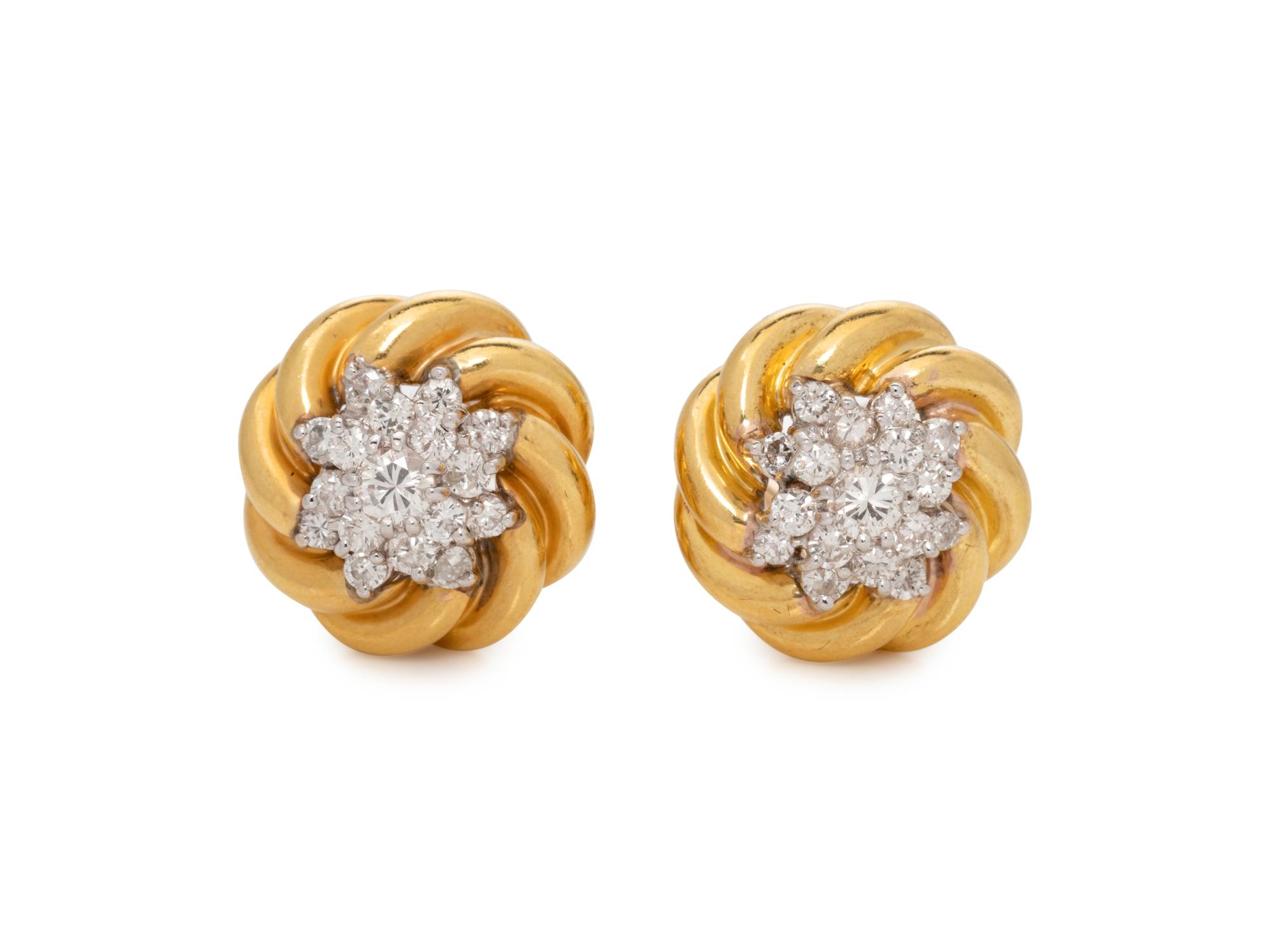 YELLOW GOLD AND DIAMOND EARCLIPS
